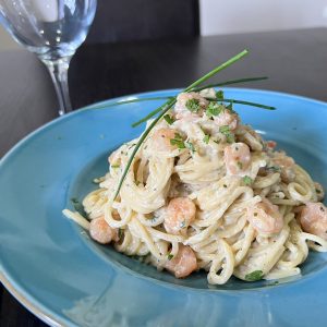 Garnéla rákos fokhagymás spagetti